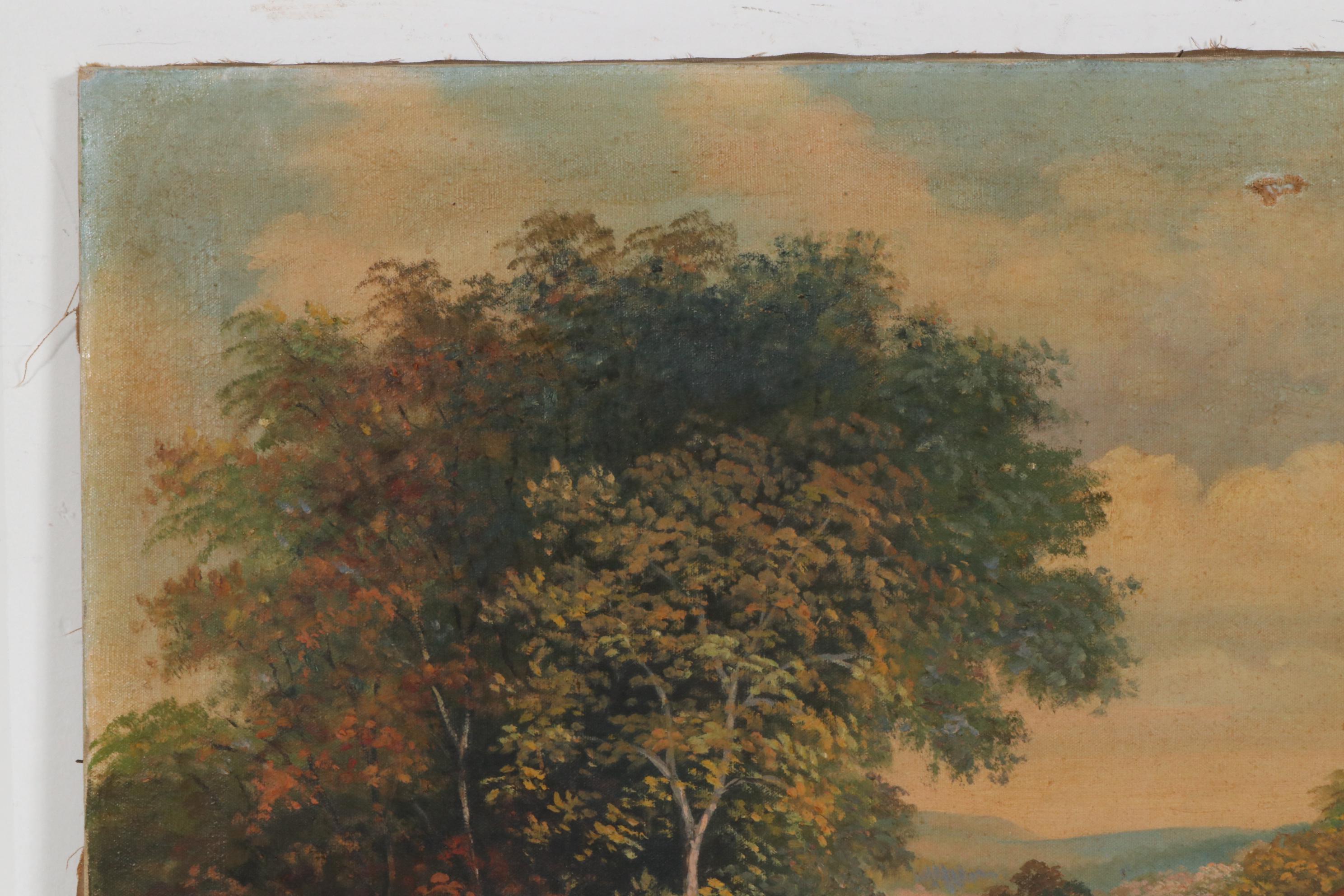 John Bianchi Oil Painting "English Village", Early 20th Century