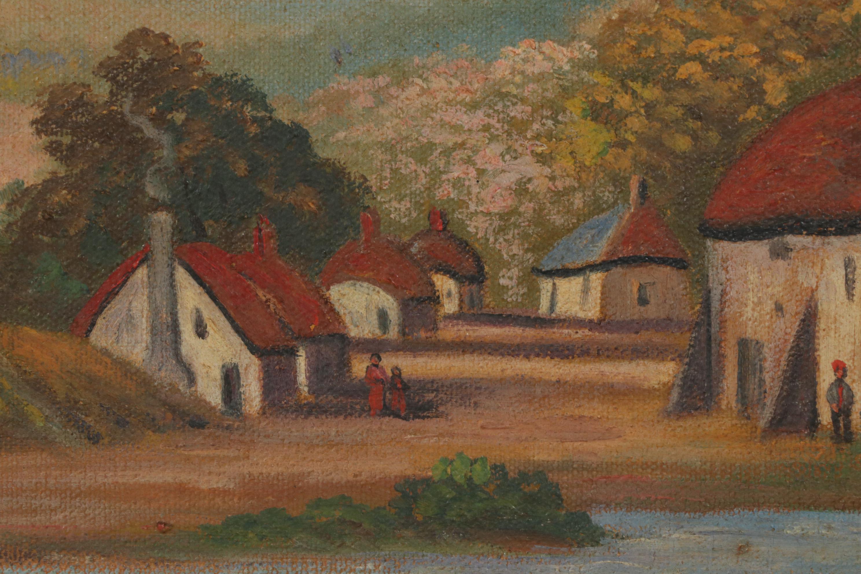 John Bianchi Oil Painting "English Village", Early 20th Century