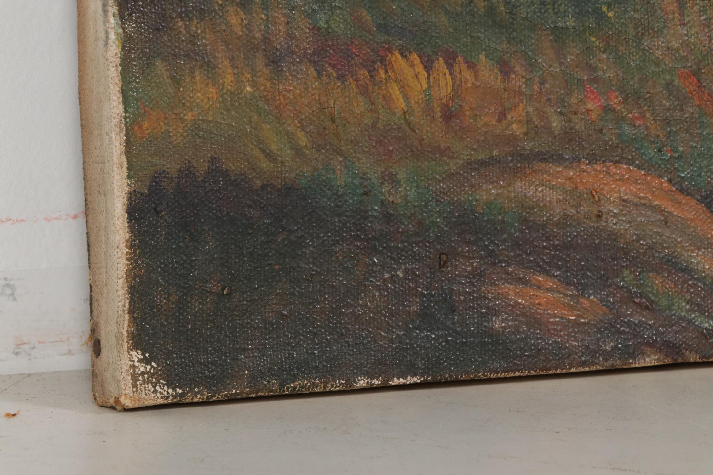 John Bianchi Oil Painting "English Village", Early 20th Century