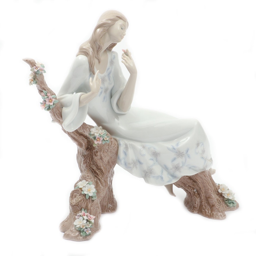 Lladró Porcelain Figurine of Woman on Flowering Branch, 2002