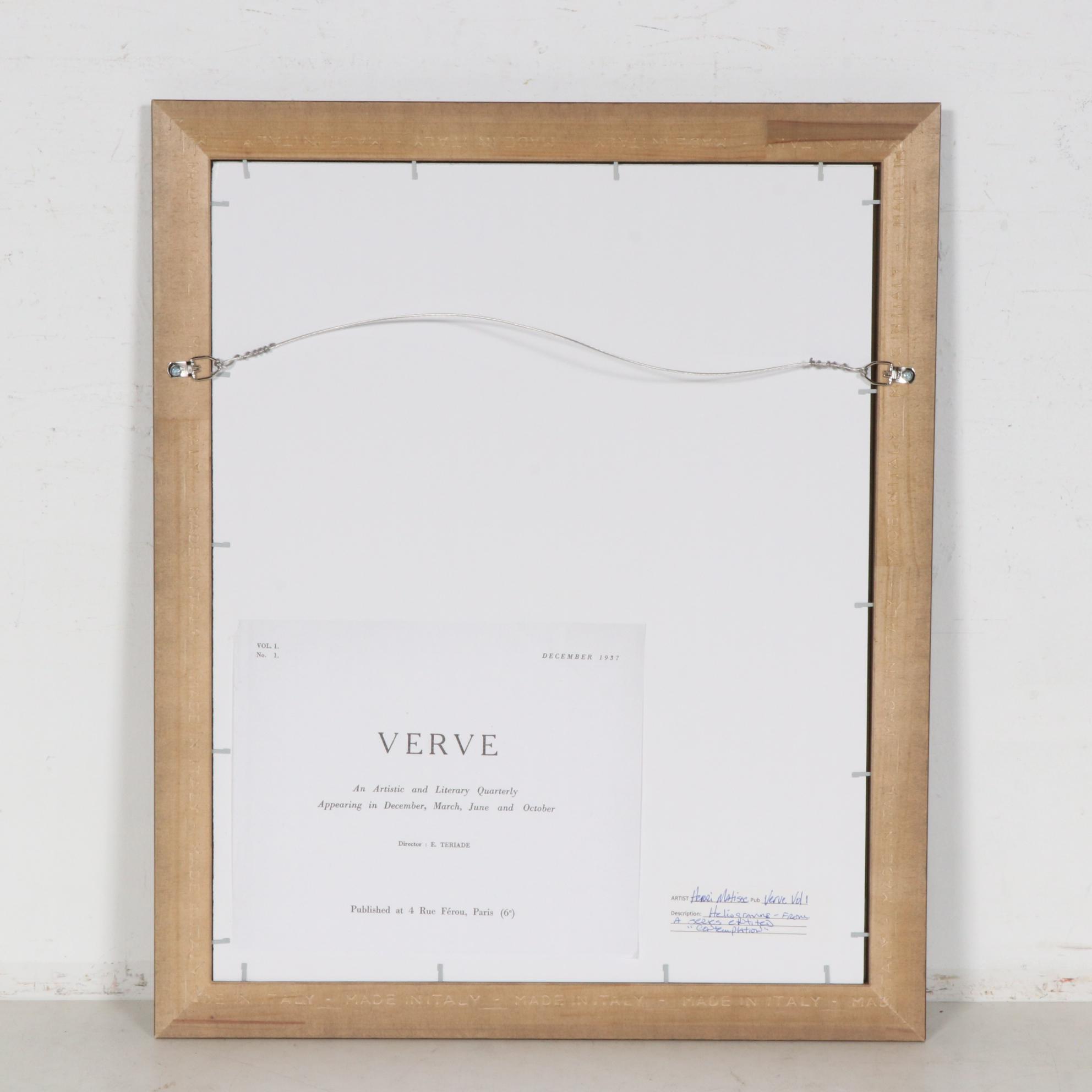 Female Portrait Heliogravure after Henri Matisse for "Verve", 1937