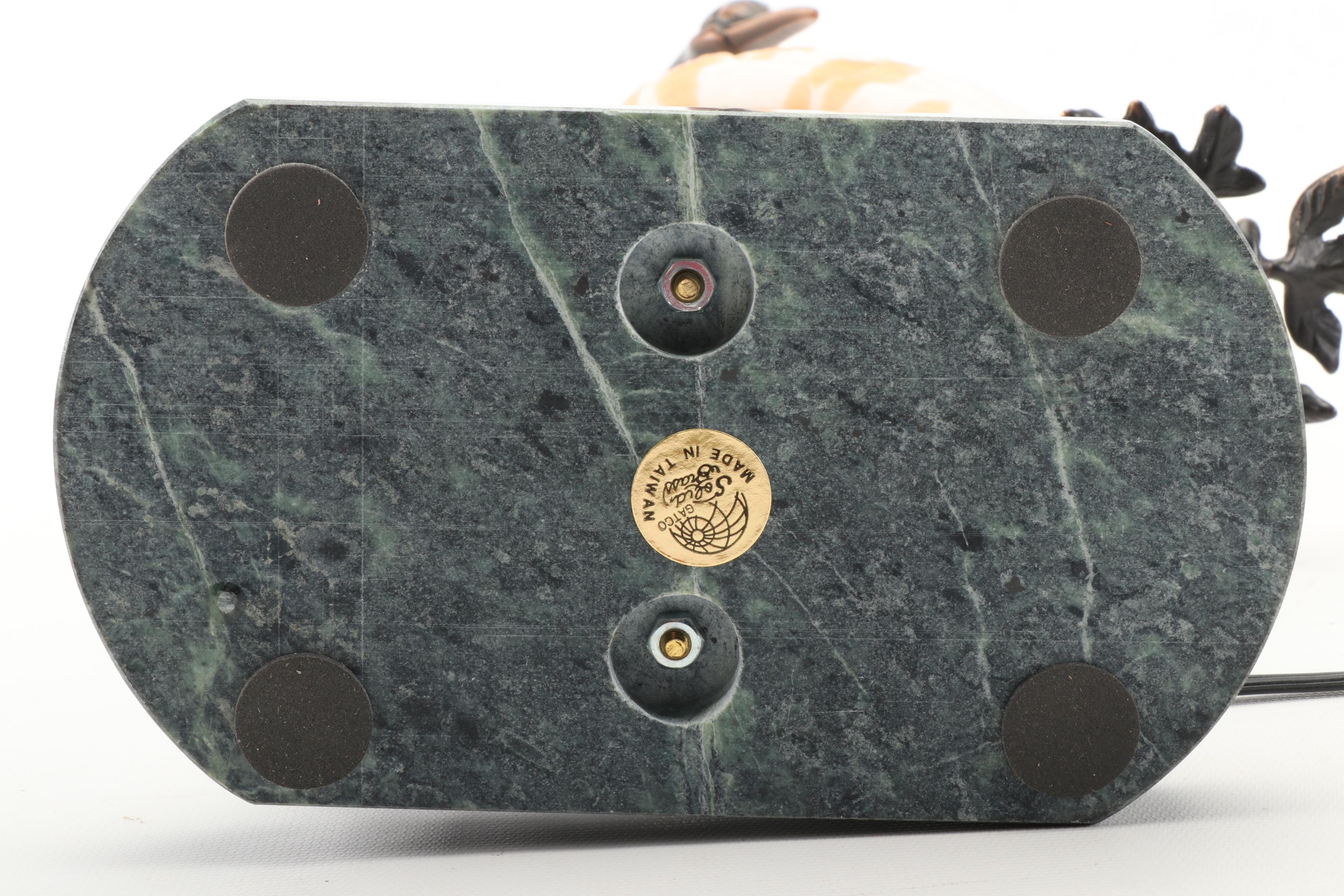 Andrea by Sadek Tin Chi 1996 Cast Brass and Art Glass Heron Lamp