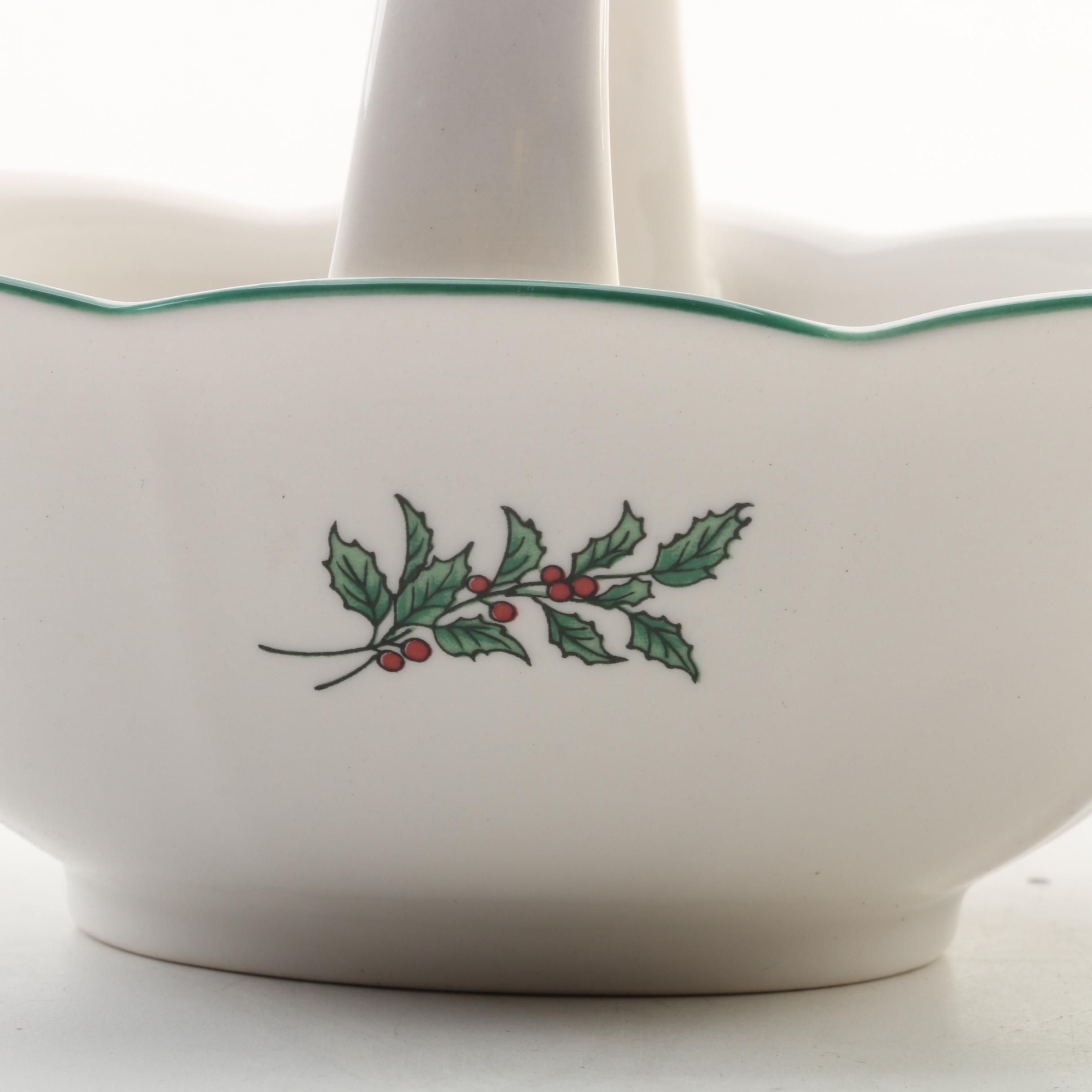 Lenox Porcelain "Holiday" and Nikko "Christmastime" Porcelain Candy Dishes