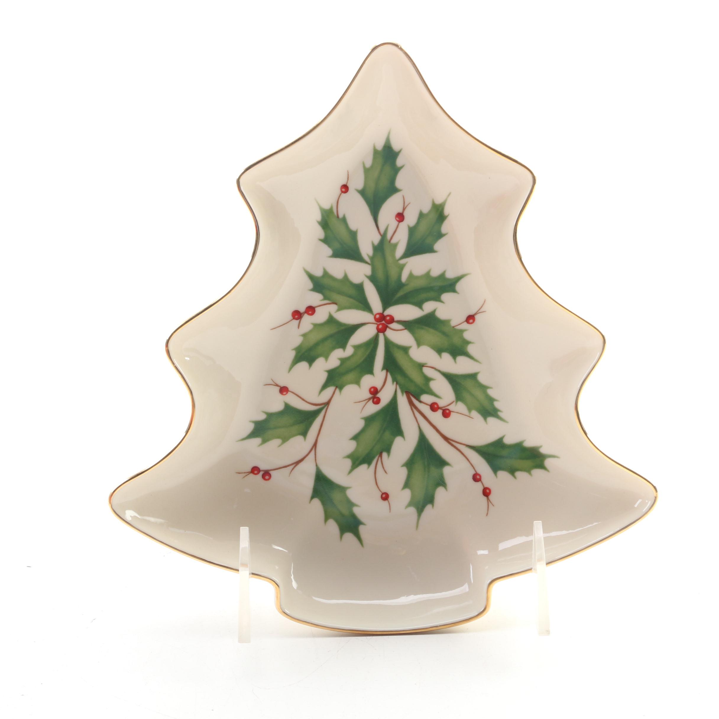 Lenox Porcelain "Holiday" and Nikko "Christmastime" Porcelain Candy Dishes