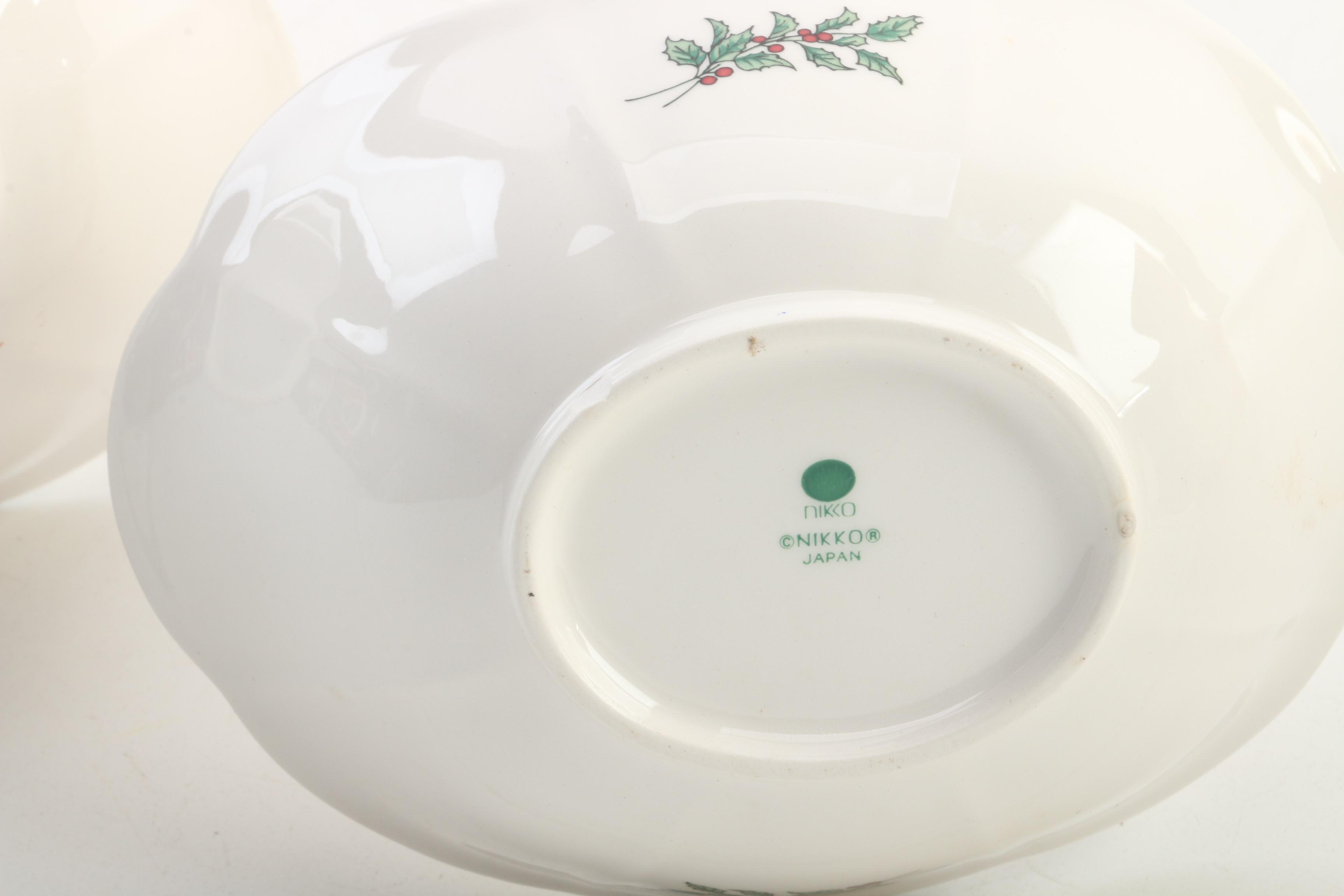 Lenox Porcelain "Holiday" and Nikko "Christmastime" Porcelain Candy Dishes