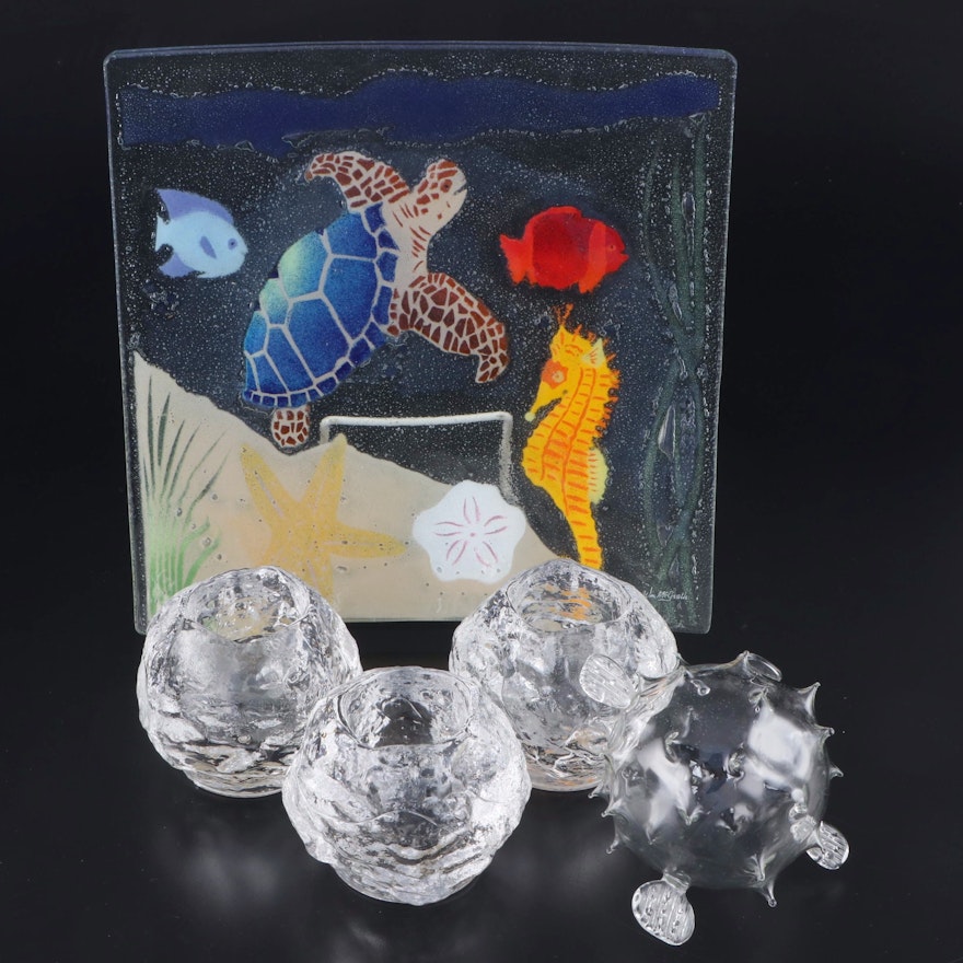 William McGrath Fusion Art Glass Plate and other Glass Decorative Accents