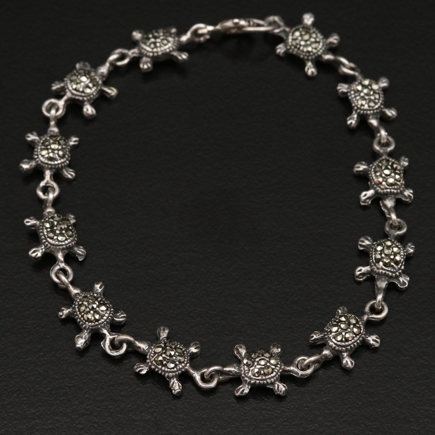 Sterling Marcasite Turtle Bracelet