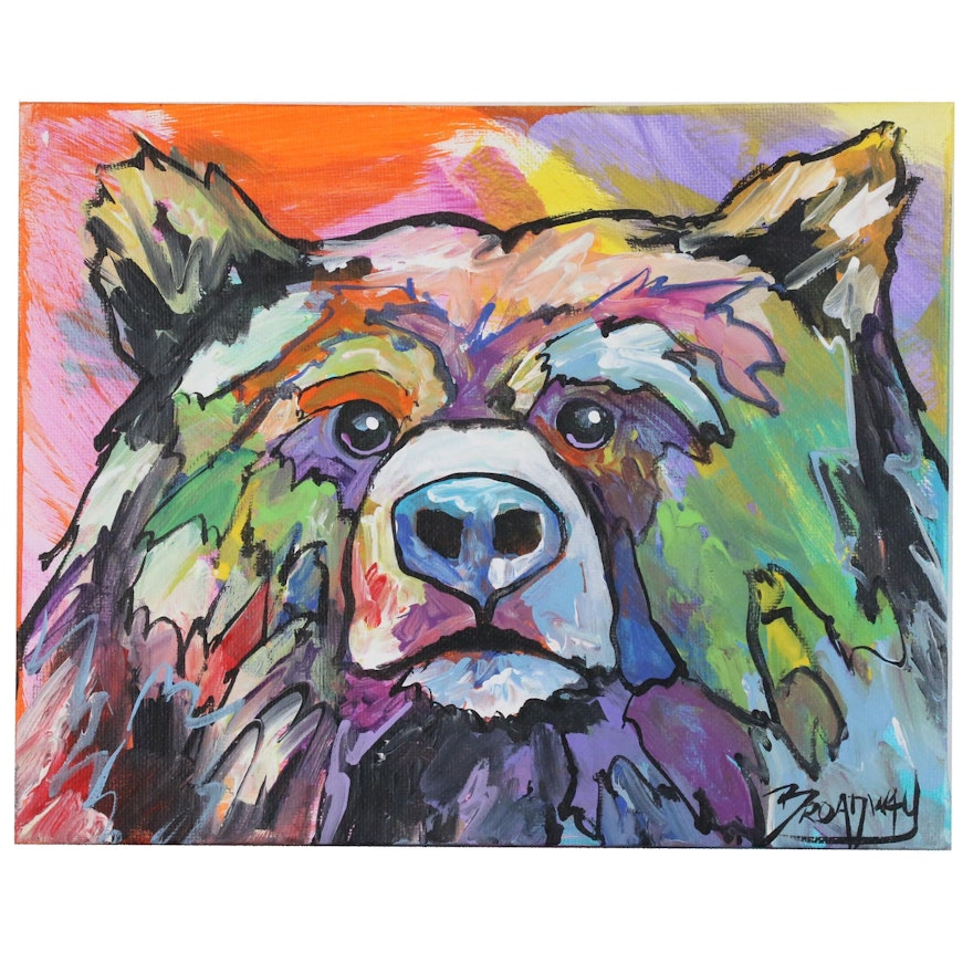 Marc Broadway Acrylic Painting of Stylized Bear