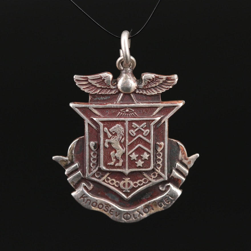 Vintage Sterling Delta Kappa Epsilon Fraternity Pendant