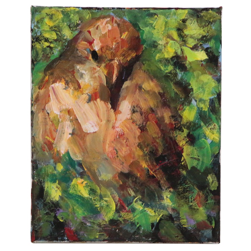 Elle Raines Acrylic Painting of Sparrow