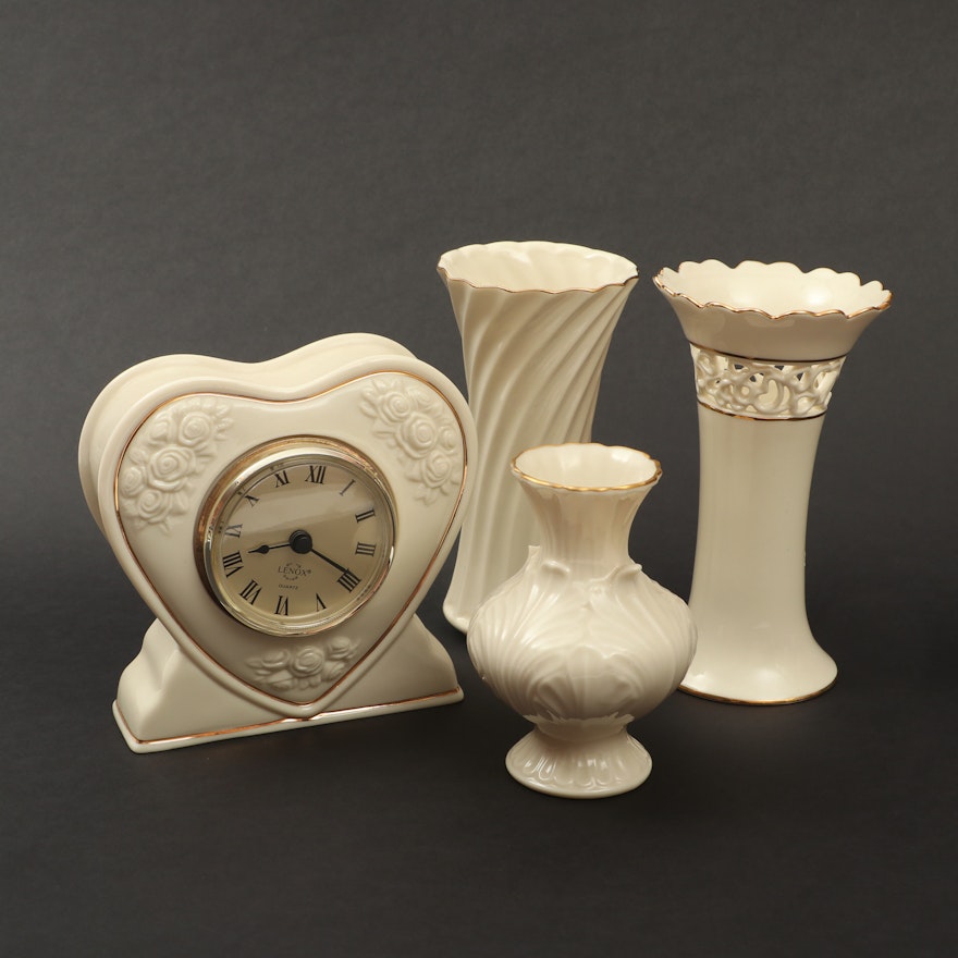 Lenox Porcelain Clock and Vases