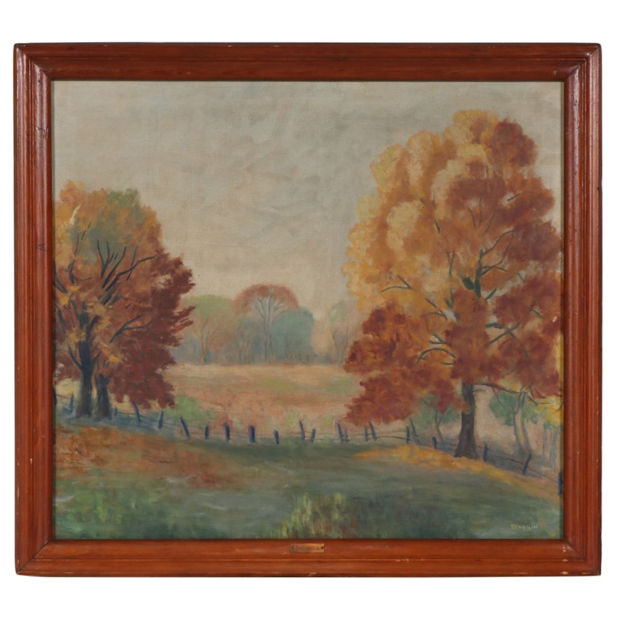E. Rankin Oil Painting "Indiana", Early to Mid 20th Century