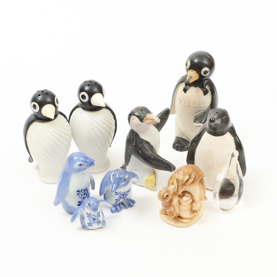 Penguin Salt and Pepper Shakers with Figurines