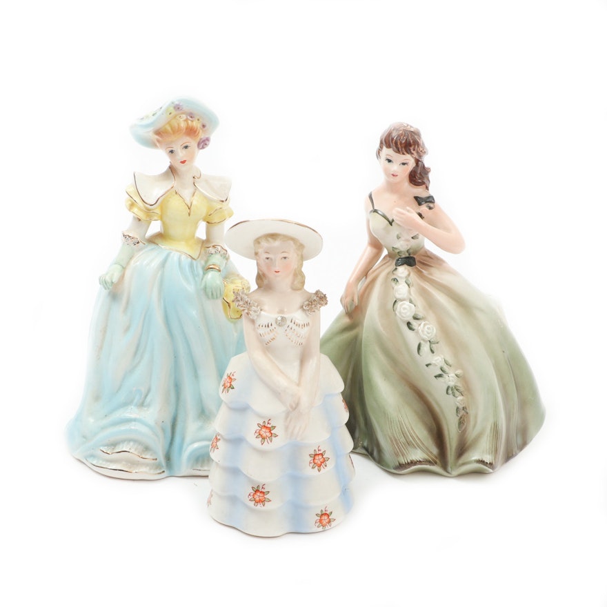 Porcelain Planters in the Form of Ladies, Mid to Late 20th Century