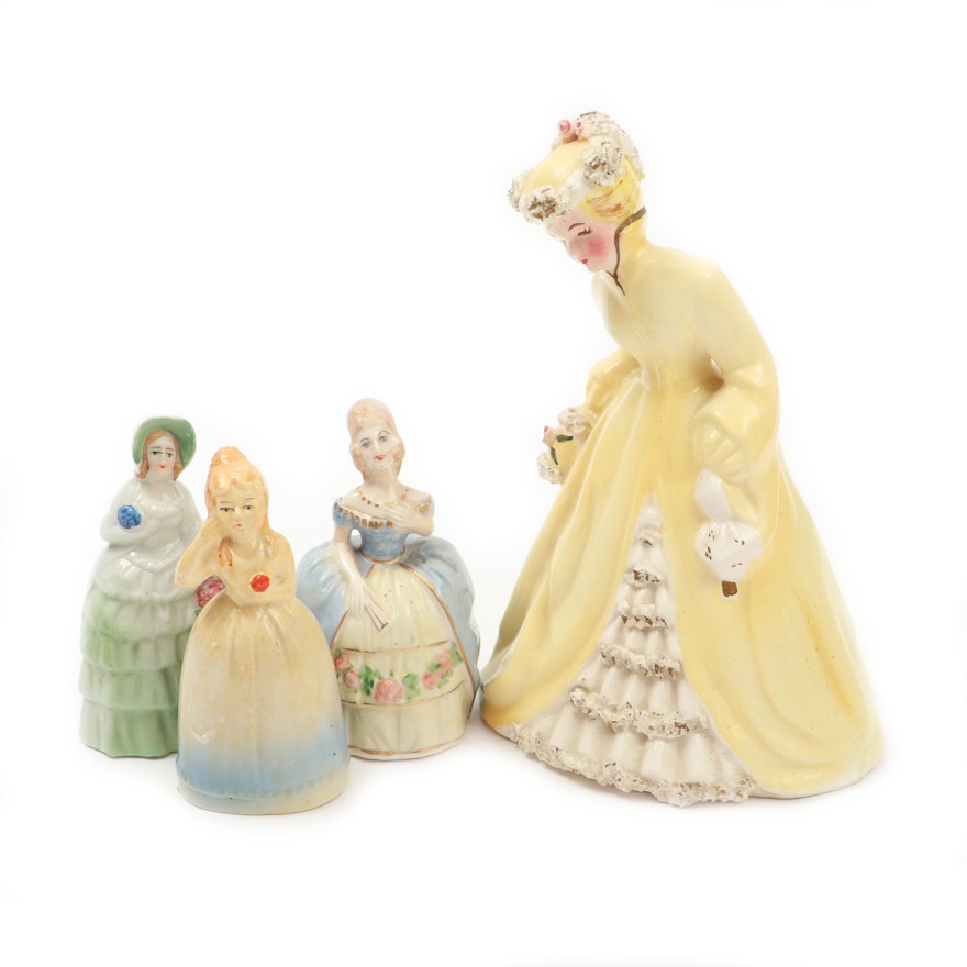 Hand-Painted Porcelain Women Themed Bells and Figurine