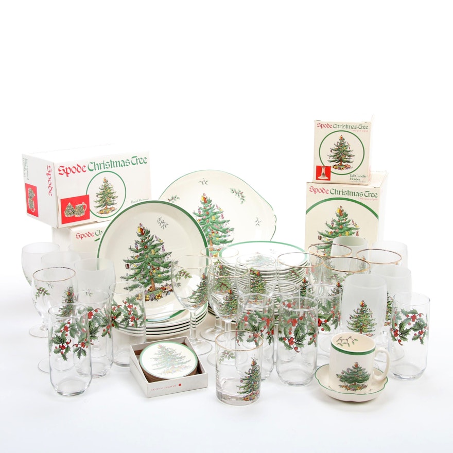 Spode "Christmas Tree" Dinnerware, Serveware, and Drinkware