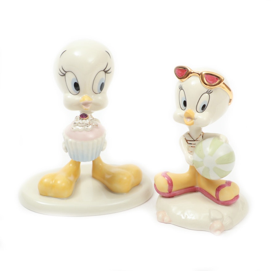 Lenox "A Present From Tweety" and "Sun 'N Fun Tweety" Porcelain Figurines