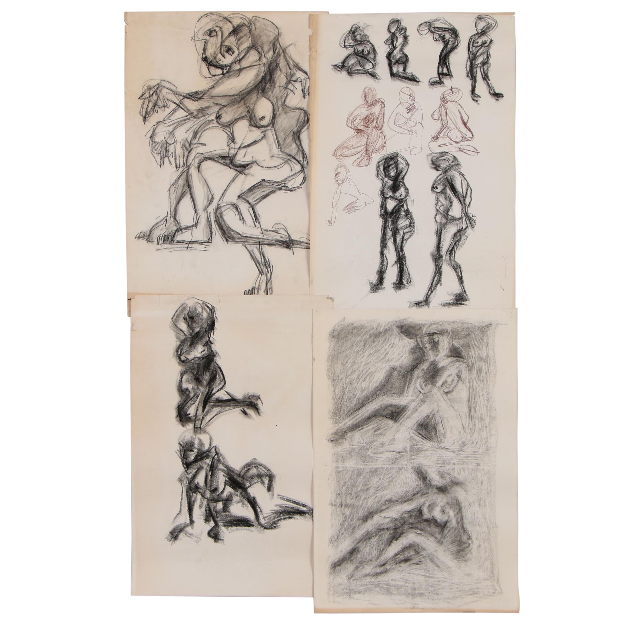 Esther Liu Charcoal Figure Drawings, circa 1979