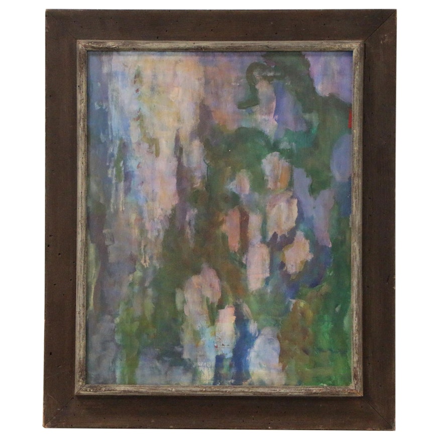 Oscar Murillo Abstract Expressionist Style Oil Painting, Late 20th Century