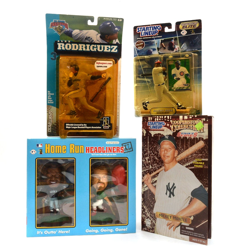 McFarlane, Staring Lineup, and Headliners Baseball Action Figures with M. Mantle