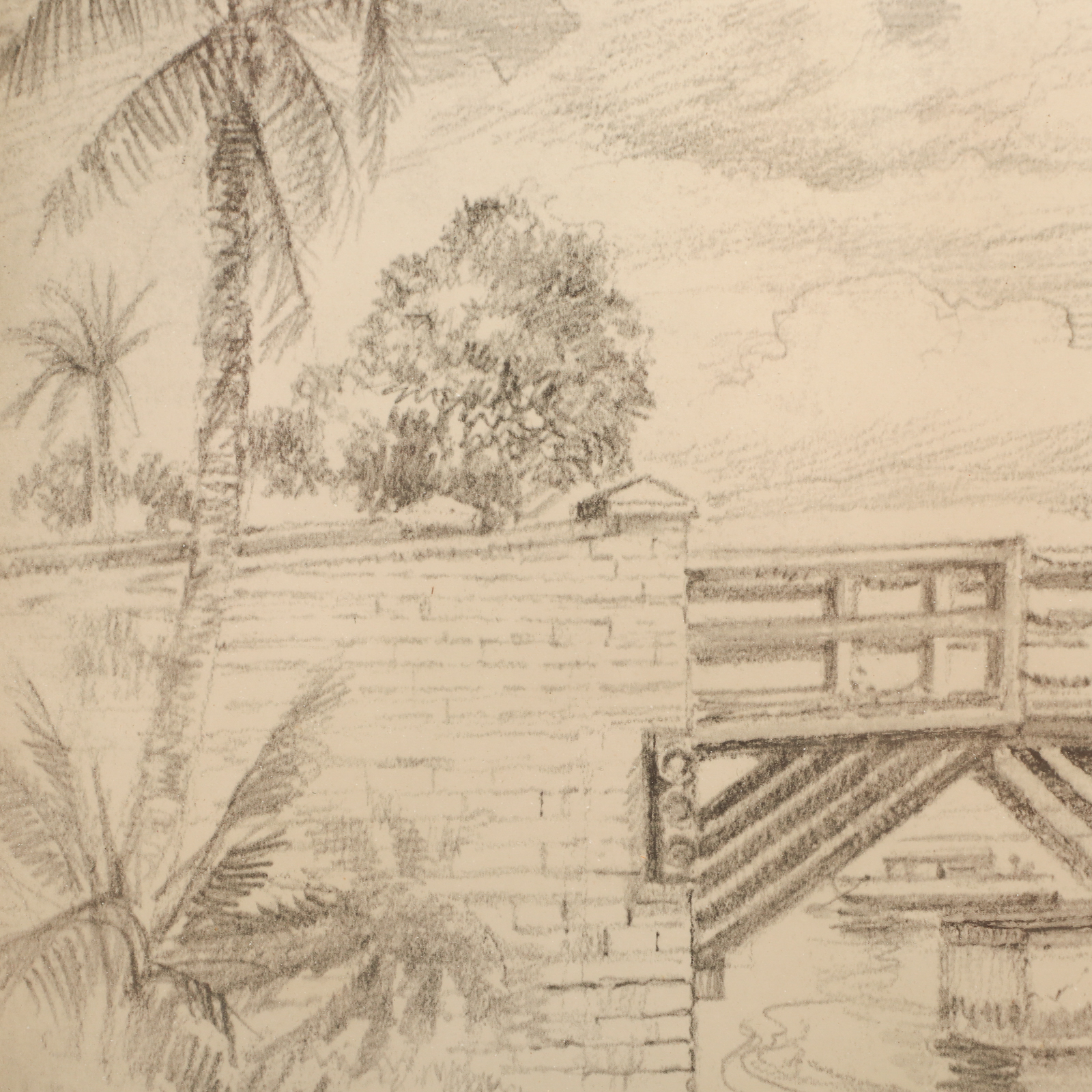 F. Kenwood Giles Graphite Drawing of Bascule Bridge, Circa 1955