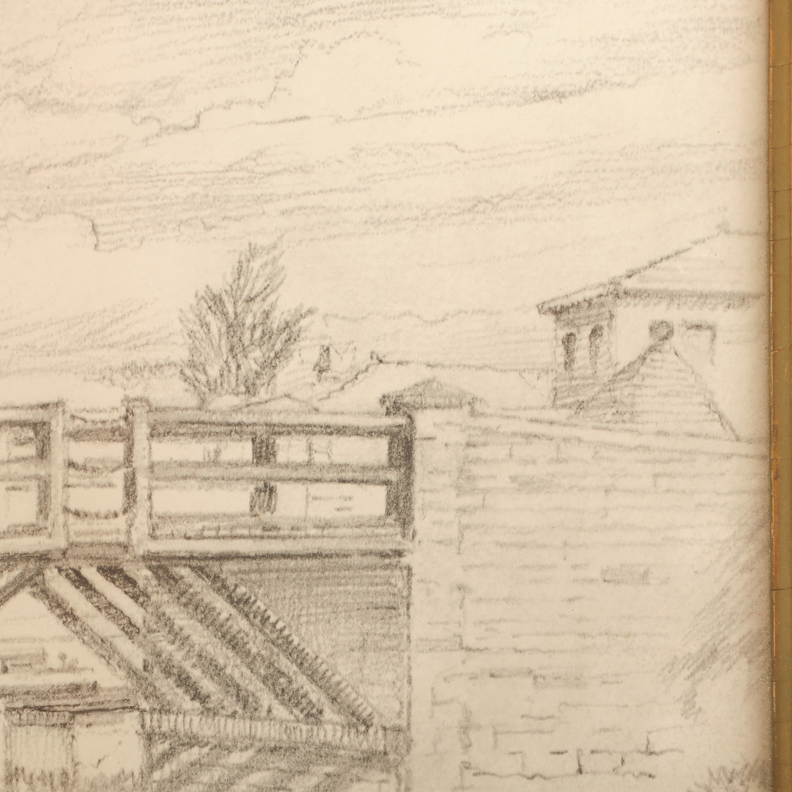 F. Kenwood Giles Graphite Drawing of Bascule Bridge, Circa 1955