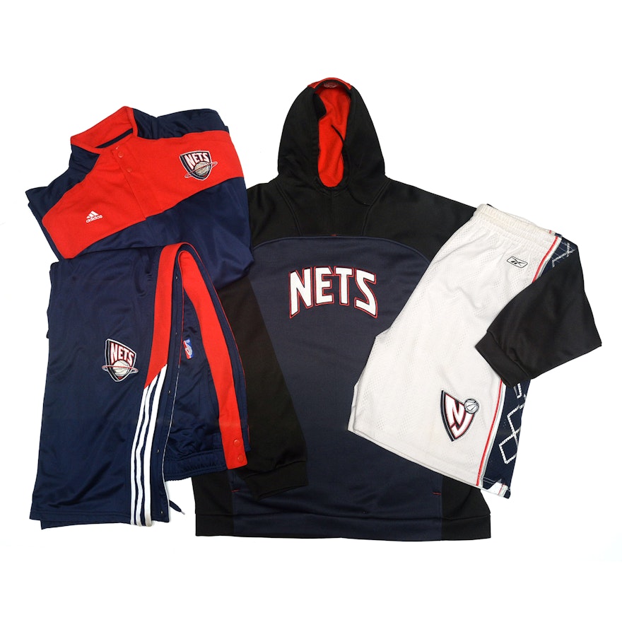Adidas New York Nets NBA Basketball Fan Apparel Including Warm-Up and Hoodie