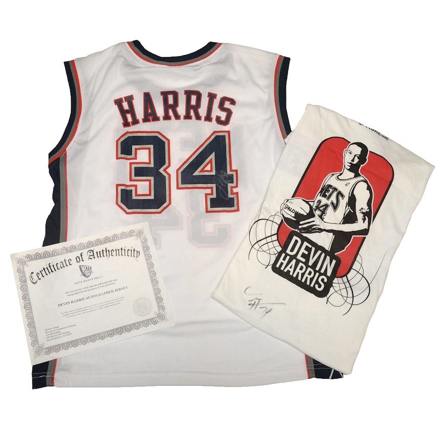 Devin Harris Autographed New Jersey Nets NBA Jersey and T-Shirt, Nets COA