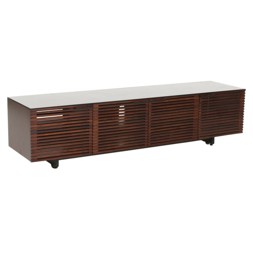 BDi "Corridor 1873" Walnut Black, Micro-Etched Glass Top Media Cabinet