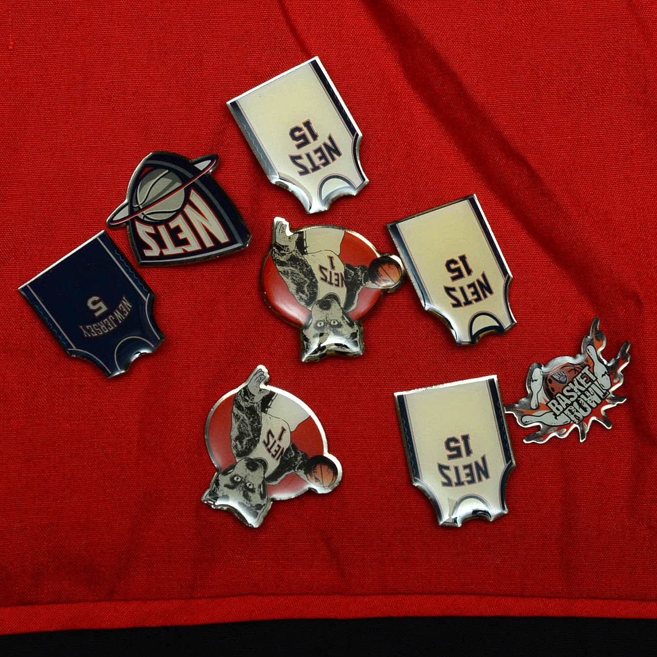 Nets Adidas and Reebok NBA Basketball Team Apparel, Warm-Up, Shirt and Pins