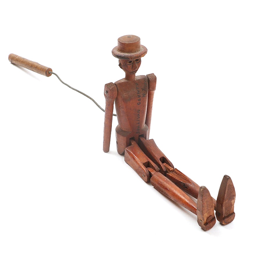 John McCaffrey (Spring Glen, NY) Carved Wood Limber Jack, 1918