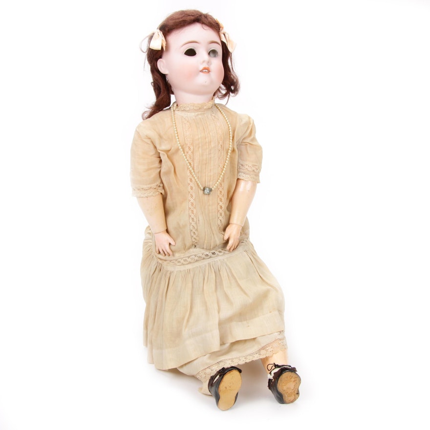 German Hand-Painted Bisque Jointed Doll, 1906