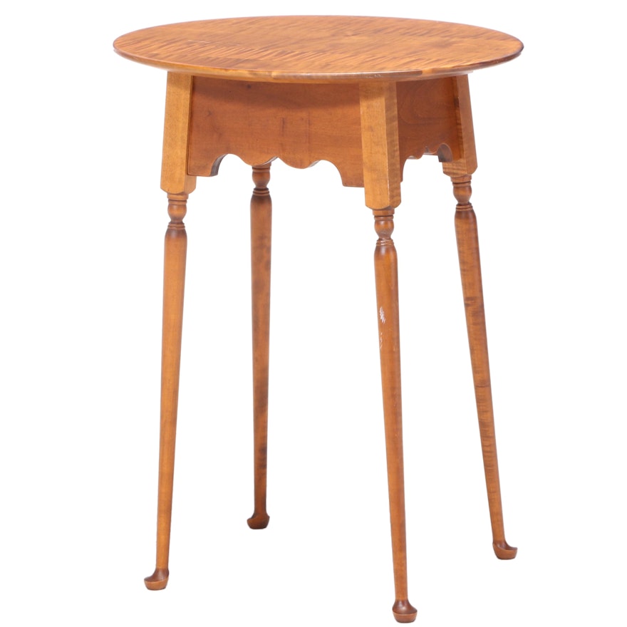 Queen Anne Style Tiger Maple Side Table