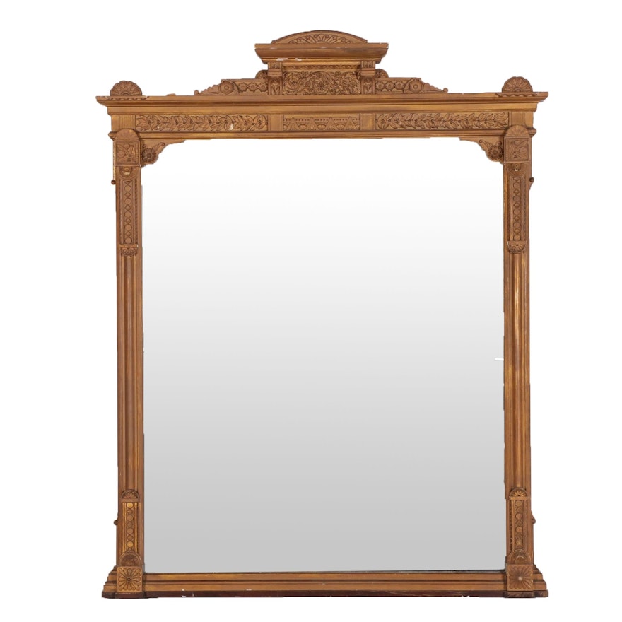 Aesthetic Movement Carved Wood and Plaster Gilt Wall Mirror, Late 19th Century