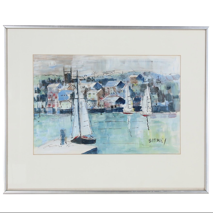Alfred Birdsey Harbor Scene Oil Painting, 20th Century