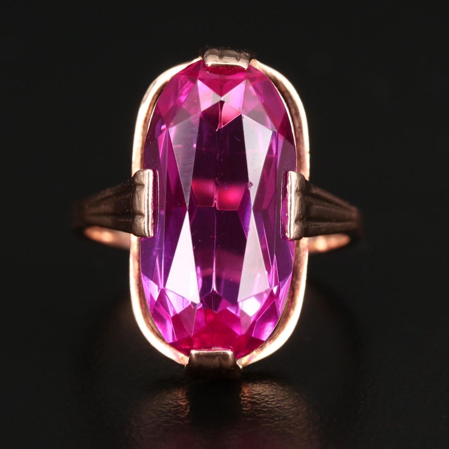 Vintage Russian 14K Ruby Cocktail Ring