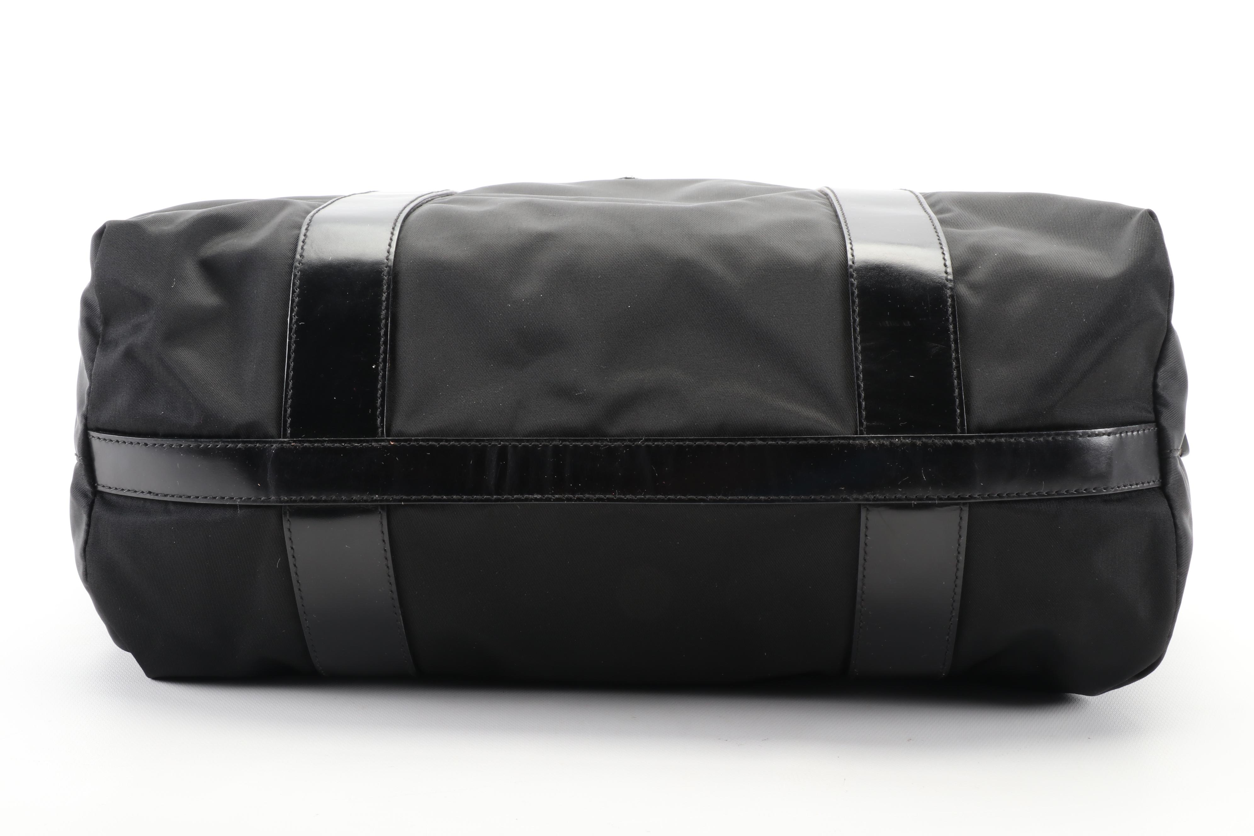 Prada Weekender Bag in Black Nylon and Smooth Leather with Padlock and Keys