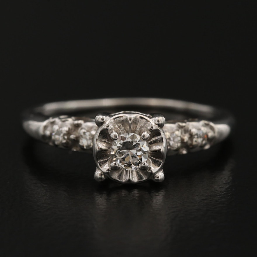 Vintage 14K Diamond Illusion Set Ring