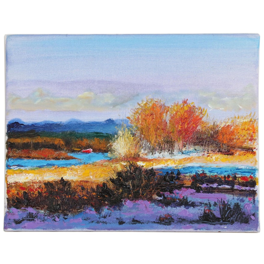 Robert Lackney Impressionist Style Landscape Acrylic Painting