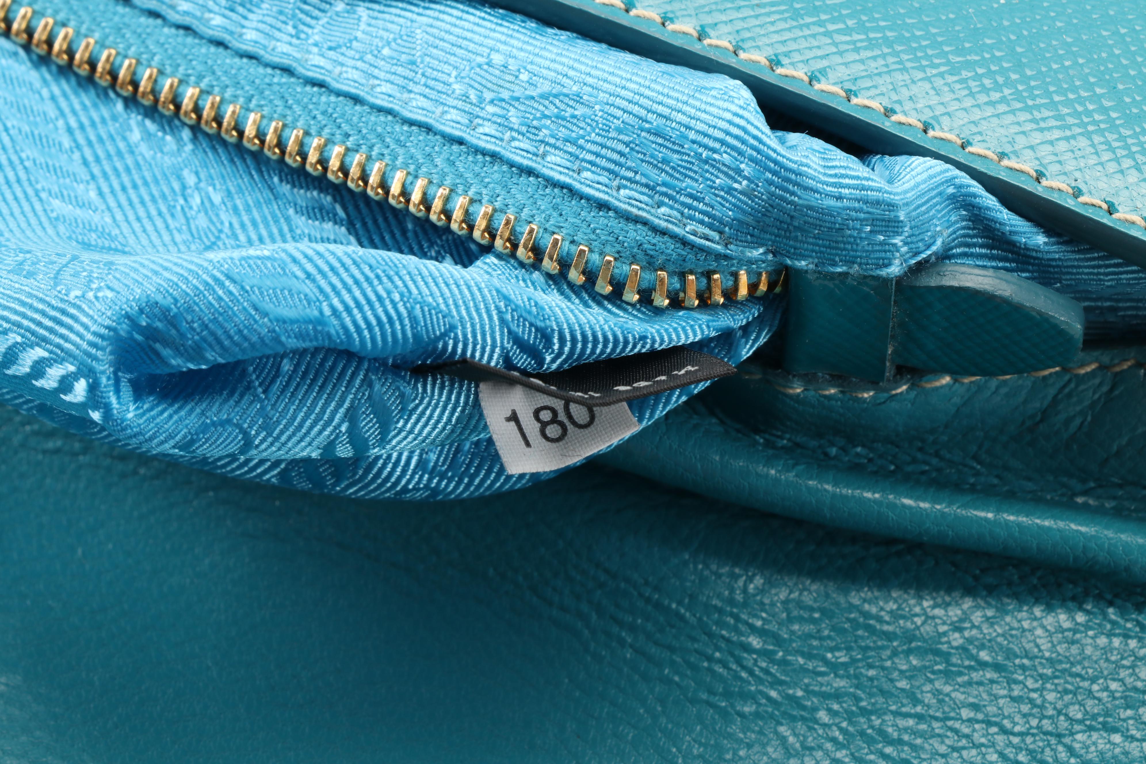 Prada Convertible Clutch Purse in Ottanio Saffiano Vernice Leather