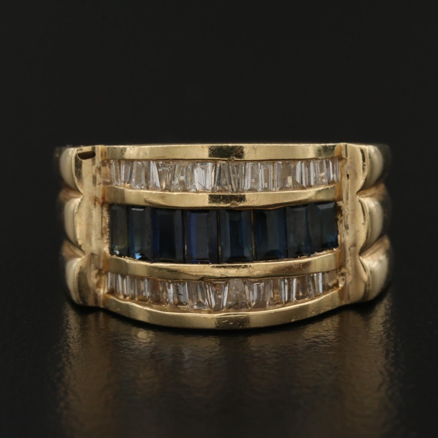 14K Blue Sapphire and Diamond Ring