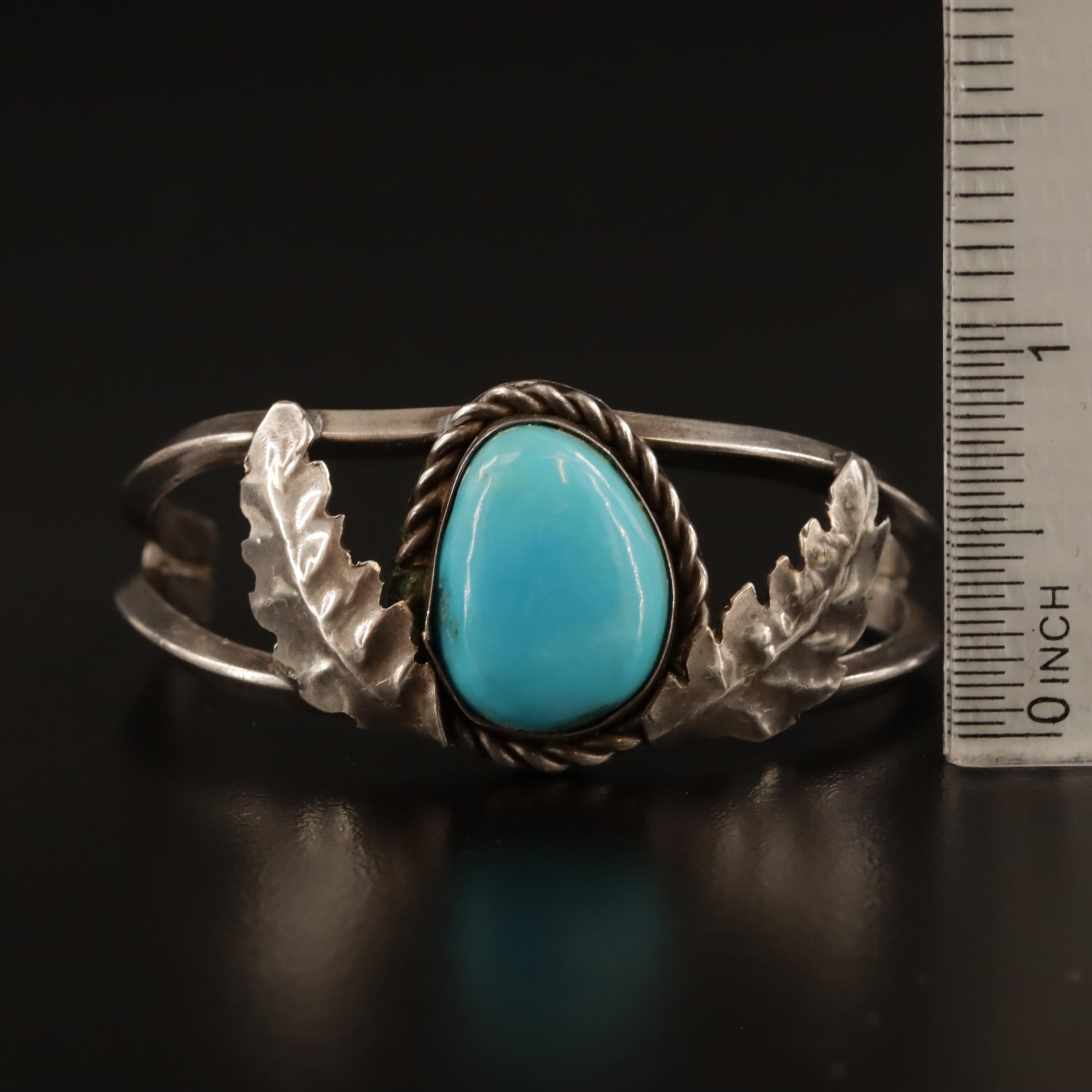 Southwestern Style Sterling Silver Gemstone Child's Cuff Bracelet and Watch Lugs