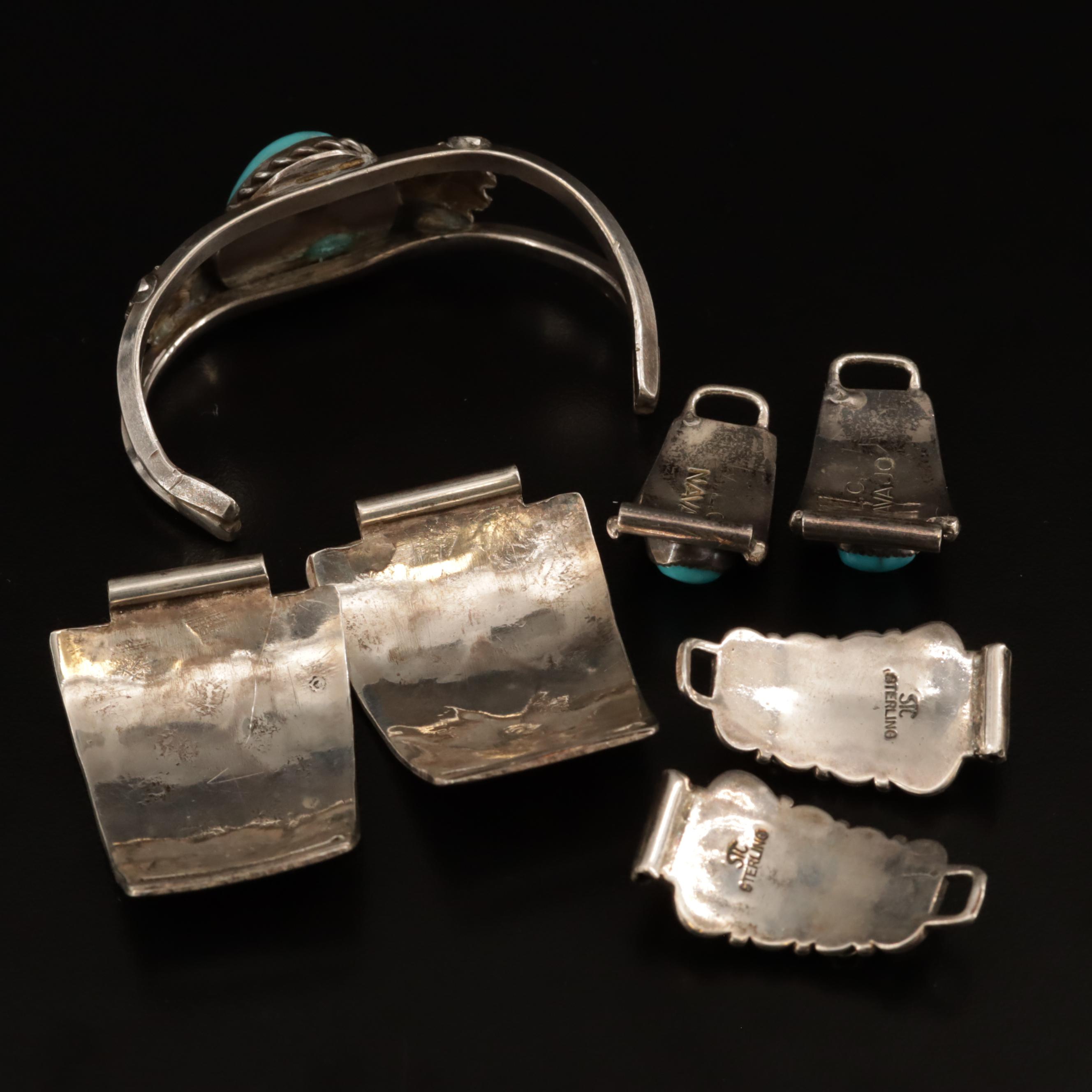 Southwestern Style Sterling Silver Gemstone Child's Cuff Bracelet and Watch Lugs