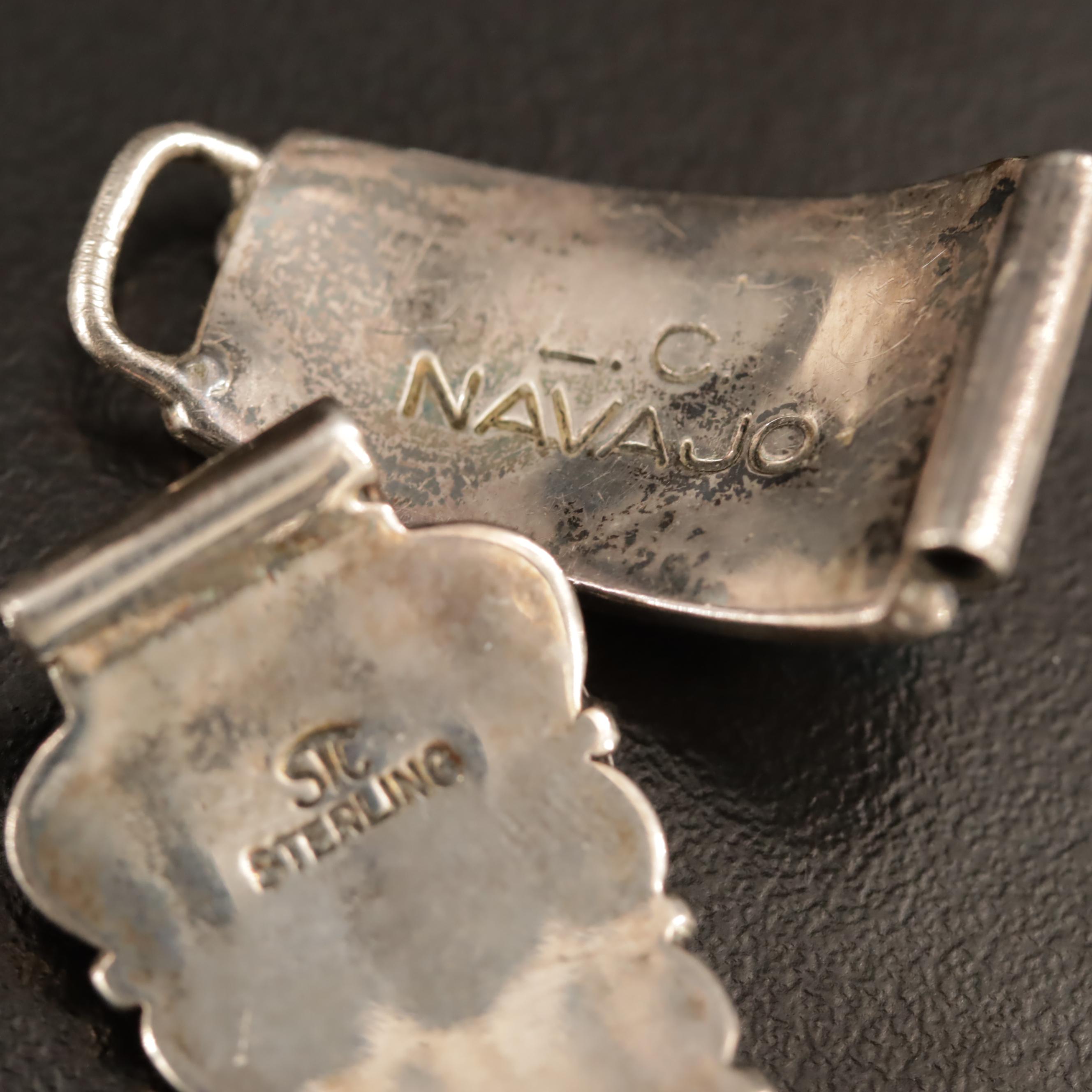 Southwestern Style Sterling Silver Gemstone Child's Cuff Bracelet and Watch Lugs