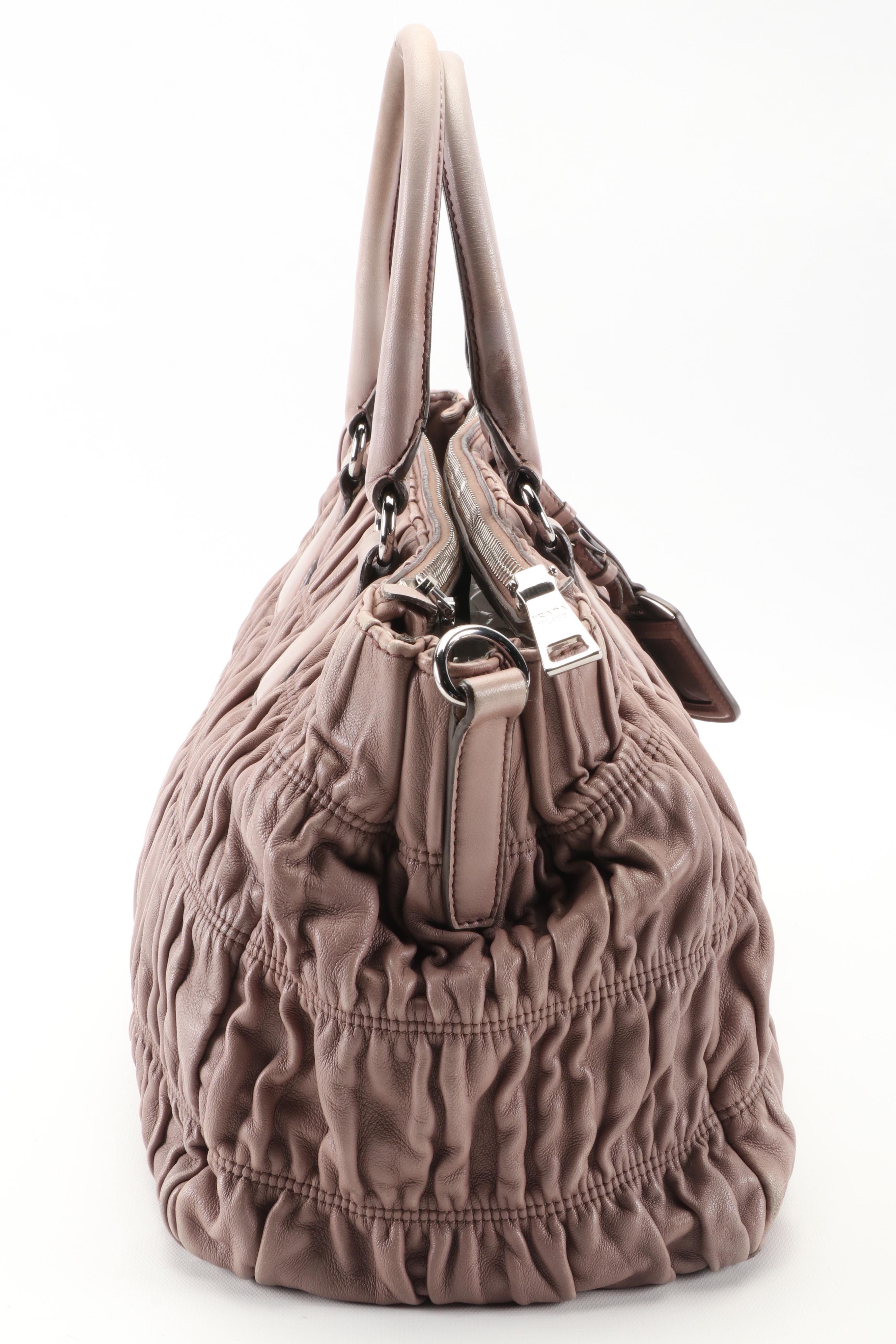 Prada Double Zip Large Tote Bag in Taupe Napa Gaufre Leather