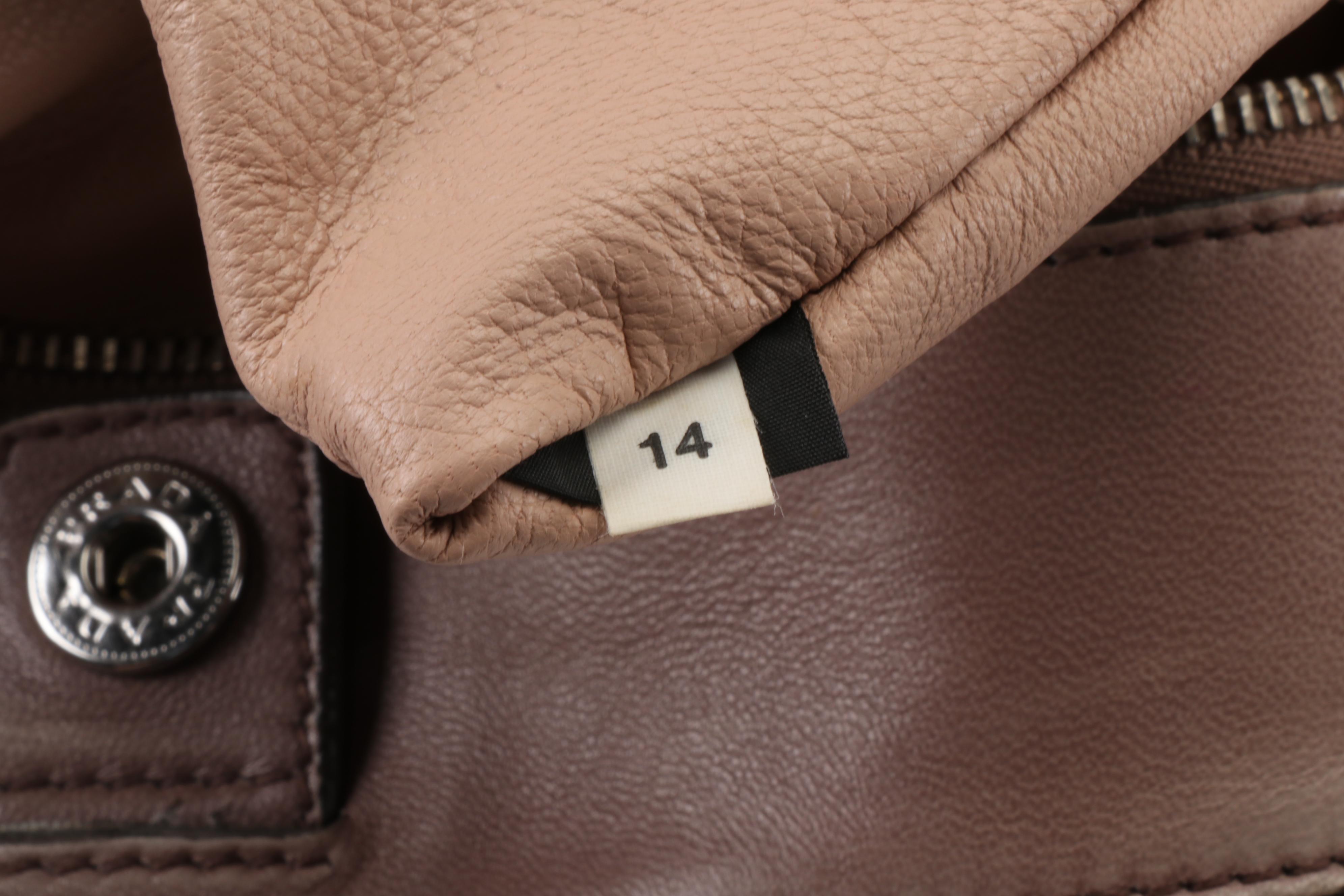 Prada Double Zip Large Tote Bag in Taupe Napa Gaufre Leather