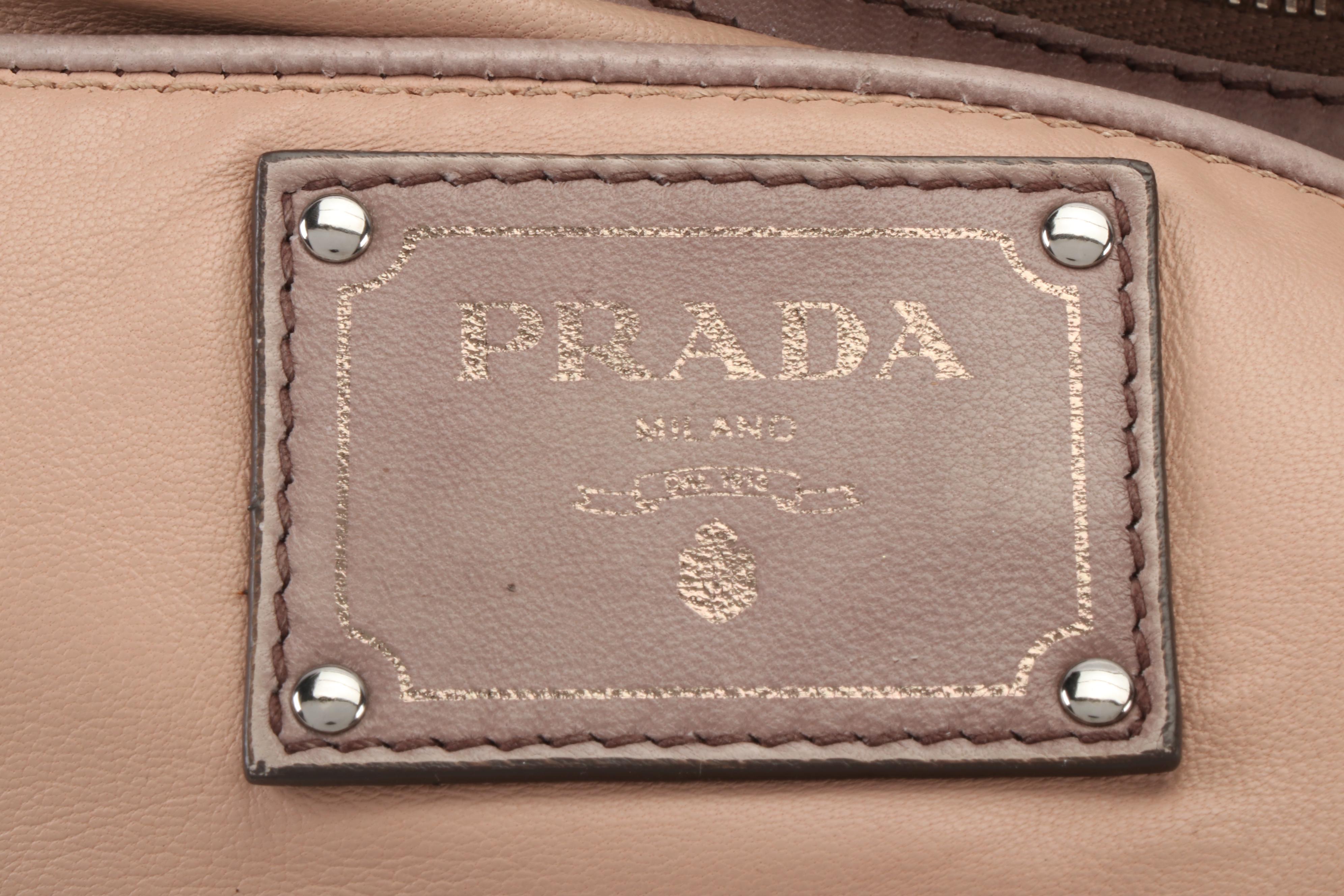 Prada Double Zip Large Tote Bag in Taupe Napa Gaufre Leather