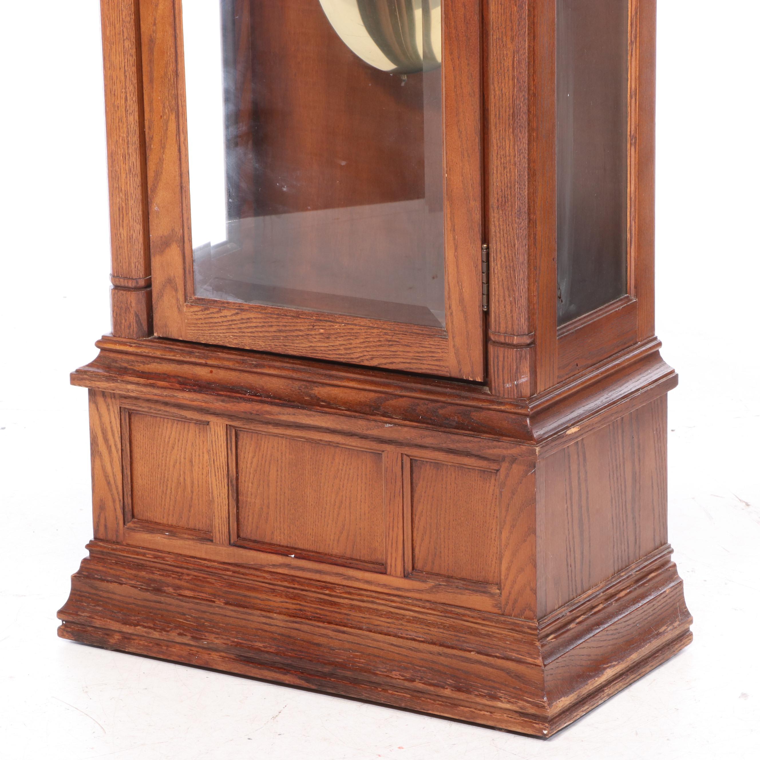 Ridgeway Oak Grandfather Clock with Moon Phase Dial, Mid to Late 20th Century