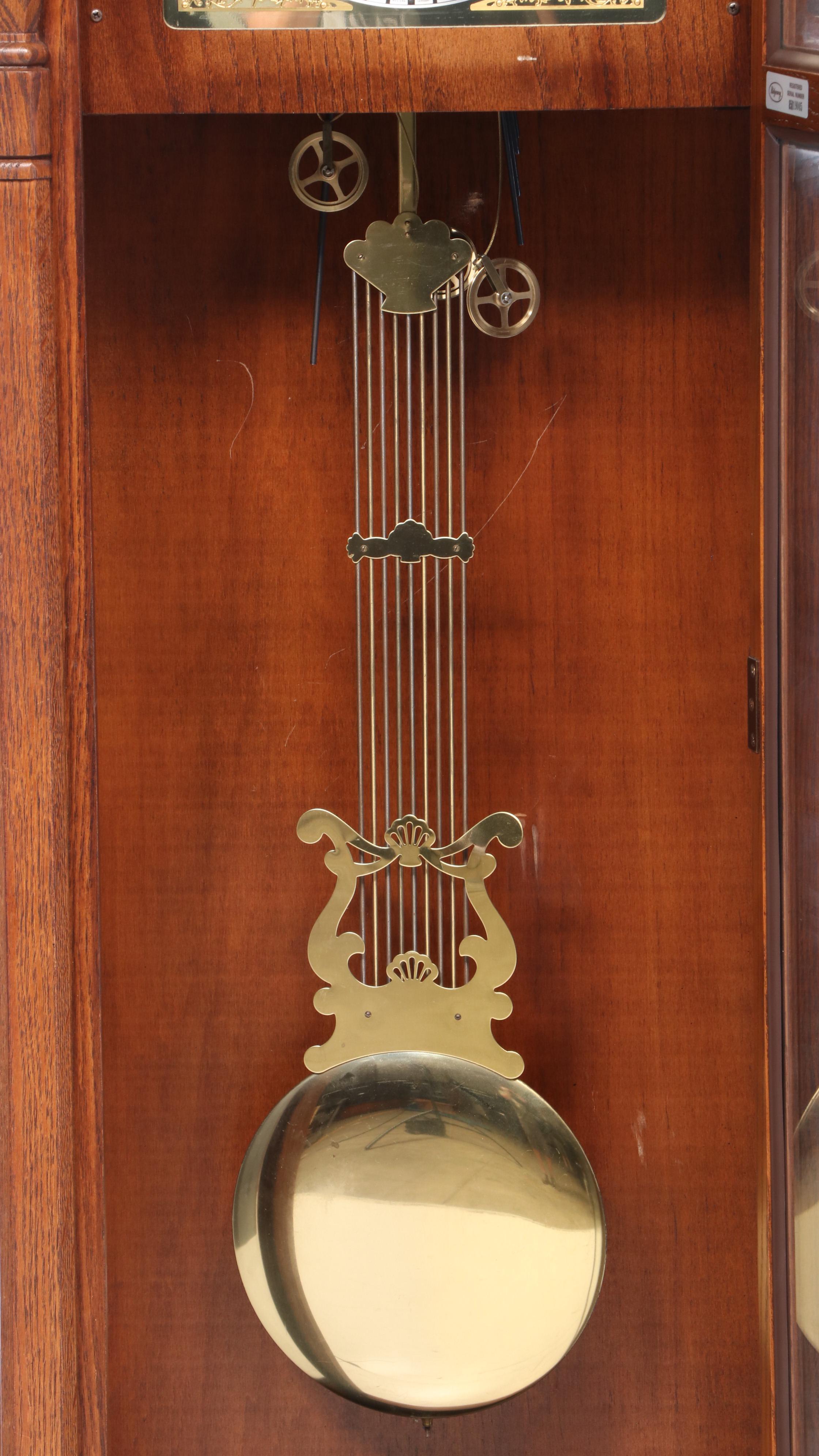 Ridgeway Oak Grandfather Clock with Moon Phase Dial, Mid to Late 20th Century