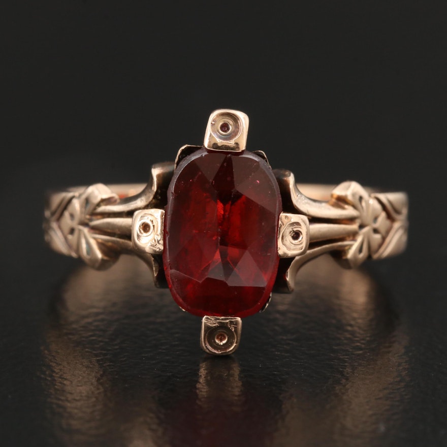 Victorian 14K Garnet Glass Doublet Ring